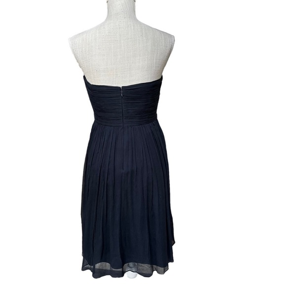 J. Crew 100% Silk Strapless Sweetheart Neckline Nadia Dress in Navy Blue Size: 2 - Picture 3 of 12